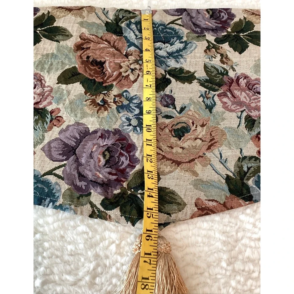 PB Brighton Tapestry King Shams (2) & (2) Window Toppers Floral Purple Rose